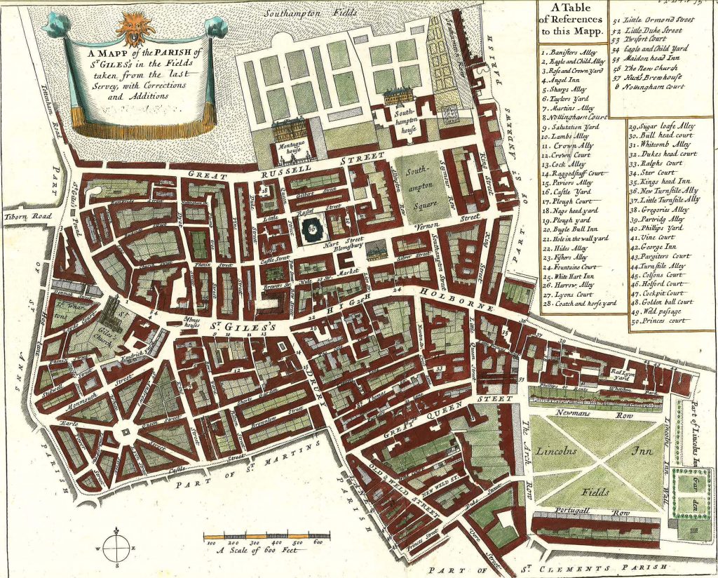 Strype’s map of the Parish of St Giles in the Fields, 1725