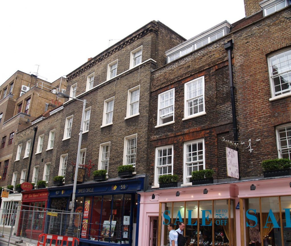 Photograph of Monmouth Street south with restored shopfronts