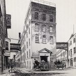 Drawing of the Woodyard Brewery, 1888. Showing the now vanished linking bridges across Shelton Street and Earlham Street