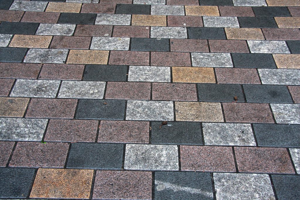 Photograph of five-colour dressed setts as used in Earlham Street West