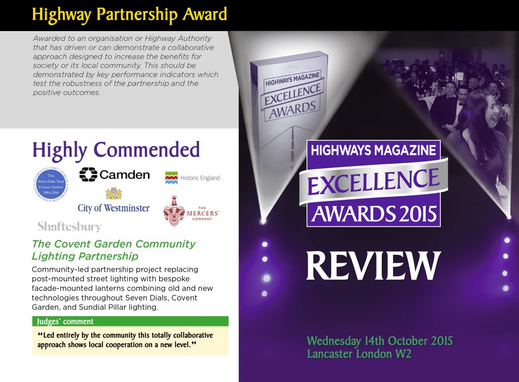 Certificate from Highways Magazine Excellence Awards 2015