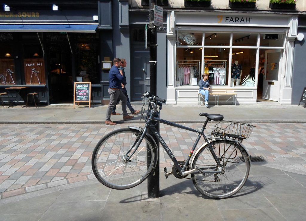 Attaching bikes to street furniture can cause obstruction