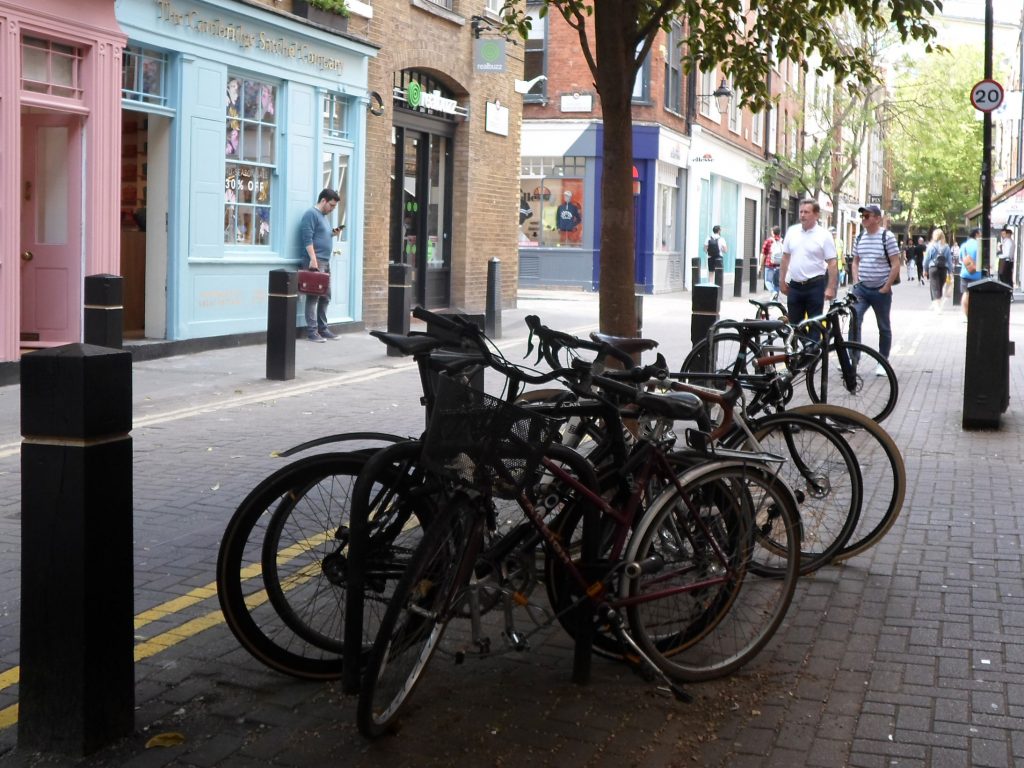 Judiciously-placed cycle rack.