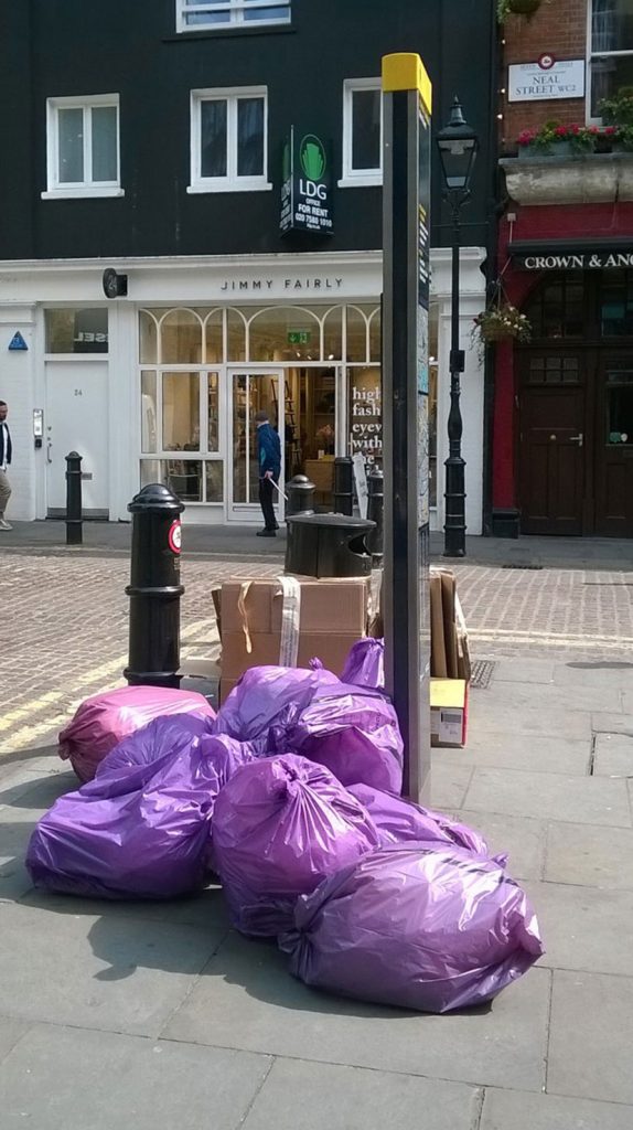 Refuse and litter at Seven Dials